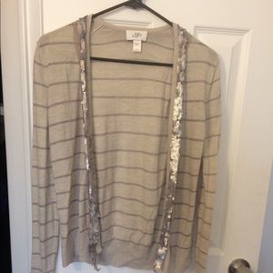 ANN TAYLOR LOFT - open cardigan with sequins